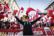 Rome CGIL Italian trade union organized anti-government rally