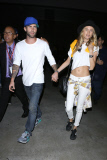 Adam Levine and wife Behati Prinsloo at Lakers Game