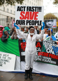 Demonstration asking for British government action over ebola crisis in Sierra Leone, London, Britain - 29 Oct 2014