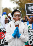 Demonstration asking for British government action over ebola crisis in Sierra Leone, London, Britain - 29 Oct 2014