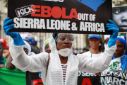 Demonstration asking for British government action over ebola crisis in Sierra Leone, London, Britain - 29 Oct 2014
