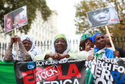 Demonstration asking for British government action over ebola crisis in Sierra Leone, London, Britain - 29 Oct 2014