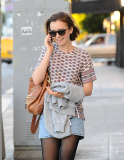 Lily Collins Walks Down Sunset Blvd with a Friend
