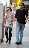 Lily Collins Walks Down Sunset Blvd with a Friend