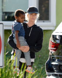 Charlize Theron Carries Son Jackson Theron After School