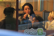 *EXCLUSIVE* FKA Twigs grabs some Cream Puffs with her Band Members