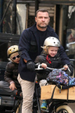 Liev Schreiber bikes his boys to school