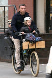 Liev Schreiber bikes his boys to school
