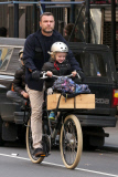 Liev Schreiber bikes his boys to school