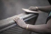 women labor working in dusty environment