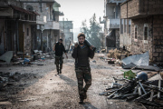Free Syrian Army rebel fighters in Aleppo, Syria - 13 Dec 2014