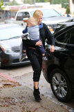 Malin Akerman takes little Sebastian to Little Dom's for lunch