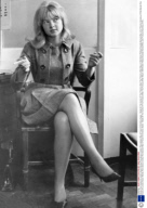Mandy Rice Davies At London Airport Mandy Rice-davies (marilyn Rice-davies) Was A Friend Of Christine Keeler - Model At The Centre Of The Profumo Affair The Profumo Affair Was A 1963 British Political Scandal Named After John Profumo Secretary Of Sta