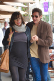 Pregnant Milla Jovovich carefully makes her way to lunch with Paul W. S. Anderson