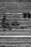 Pilgrims bathe and wash in the holy waters of the Ganges, Varanasi, India