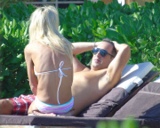 Exclusive... Skinny Tara Reid Relaxing Poolside With Her Boyfriend 