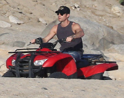 Exclusive... Justin Theroux & John Krasinski Ride ATV'S On The Beach In Cabo 