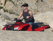 Exclusive... Justin Theroux & John Krasinski Ride ATV'S On The Beach In Cabo 