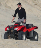 Exclusive... Justin Theroux & John Krasinski Ride ATV'S On The Beach In Cabo 