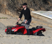 Exclusive... Justin Theroux & John Krasinski Ride ATV'S On The Beach In Cabo 