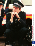ROWAN ATKINSON FILMING 'THE THIN BLUE LINE' TV SHOW, BRITAIN - 1995