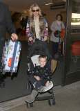 January Jones's Son Xander "Digs For Gold" At LAX 