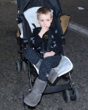 January Jones's Son Xander "Digs For Gold" At LAX 