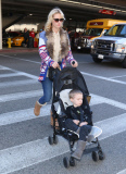 January Jones's Son Xander "Digs For Gold" At LAX 
