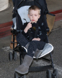 January Jones's Son Xander "Digs For Gold" At LAX 