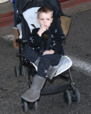 January Jones's Son Xander "Digs For Gold" At LAX 