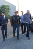 Arnold Schwarzenegger brings his entourage to his favorite restaurant