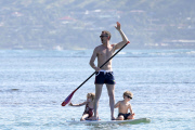 *EXCLUSIVE* **NO WEB** Neil Patrick Harris and David Furnish take the kids paddle boarding