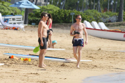 *EXCLUSIVE* **NO WEB** Neil Patrick Harris and David Furnish take the kids paddle boarding
