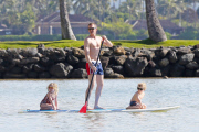 *EXCLUSIVE* **NO WEB** Neil Patrick Harris and David Furnish take the kids paddle boarding