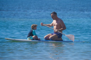 *EXCLUSIVE* **NO WEB** Neil Patrick Harris and David Furnish take the kids paddle boarding