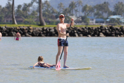 *EXCLUSIVE* **NO WEB** Neil Patrick Harris and David Furnish take the kids paddle boarding