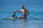 *EXCLUSIVE* **NO WEB** Neil Patrick Harris and David Furnish take the kids paddle boarding