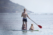 *EXCLUSIVE* **NO WEB** Neil Patrick Harris and David Furnish take the kids paddle boarding