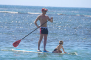 *EXCLUSIVE* **NO WEB** Neil Patrick Harris and David Furnish take the kids paddle boarding