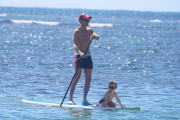 *EXCLUSIVE* **NO WEB** Neil Patrick Harris and David Furnish take the kids paddle boarding