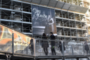 Picture of Anita Ekberg on the scaffolding of the Trevi Fountain, Rome, Italy - 13 Jan 2015