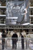Picture of Anita Ekberg on the scaffolding of the Trevi Fountain, Rome, Italy - 13 Jan 2015