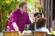 *EXCLUSIVE* Elton John makes a toast during lunch with Neil Patrick Harris and friends