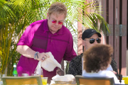 *EXCLUSIVE* Elton John makes a toast during lunch with Neil Patrick Harris and friends