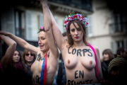 FEMEN women's rights demonstration, Paris, France - 17 Jan 2015