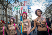 FEMEN women's rights demonstration, Paris, France - 17 Jan 2015
