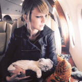 Taylor Swift travelling with her cat