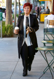 *EXCLUSIVE* Sharon Osbourne refreshes with an iced coffee in Beverly Hills