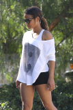 Christina Milian and a friend enjoy the nature trails at Runyon Canyon