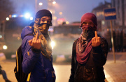 Protesters call for the dismissal of a Serb minister, Pristina, Kosovo - 27 Jan 2015
